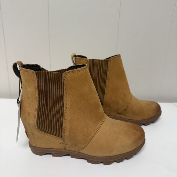 SOREL Joan of Arctic Wedge II Camel Tan Chelsea Leather Boots Women's 9 New - Picture 5 of 13